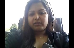 Bored Desi chubby on webcam plays with her boobie
